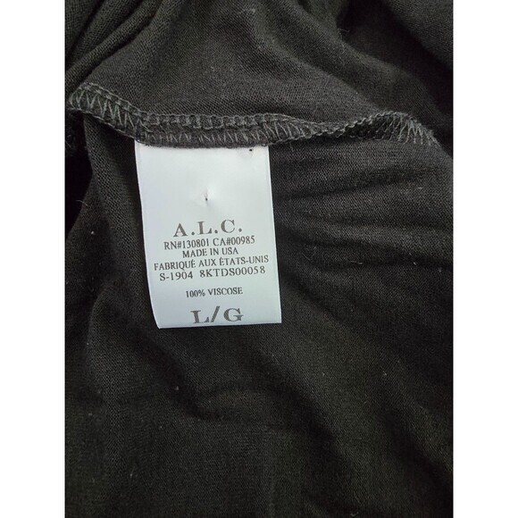 $495 A.L.C. Black Ruched Midi LARGE Curvy Knee Length Designer Shirt dress alc - Picture 8 of 10